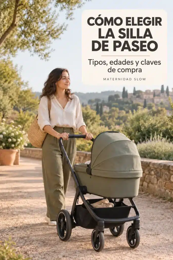Madre empujando una silla de paseo en un parque: guía para elegirla